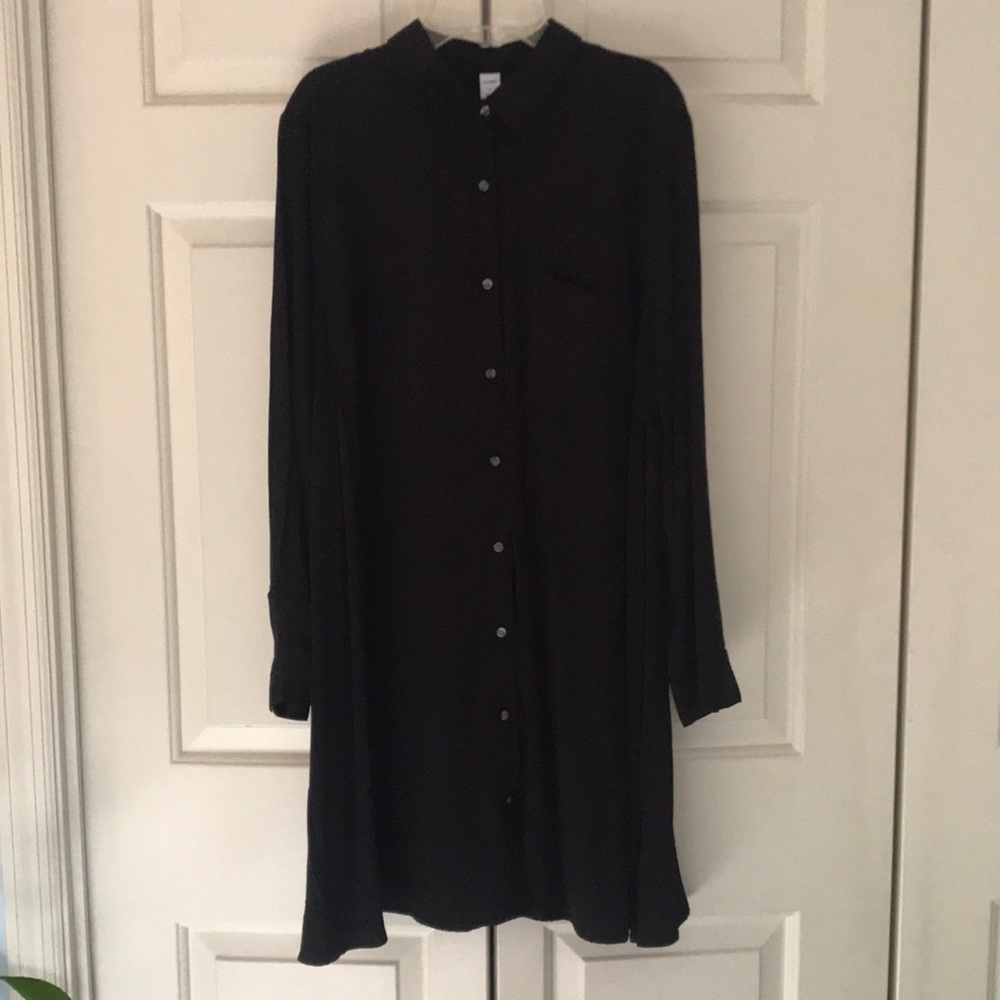 Old Navy Black Button Down Shirt Dress